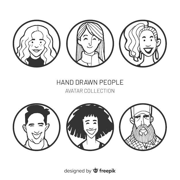 Hand drawn people avatar collection