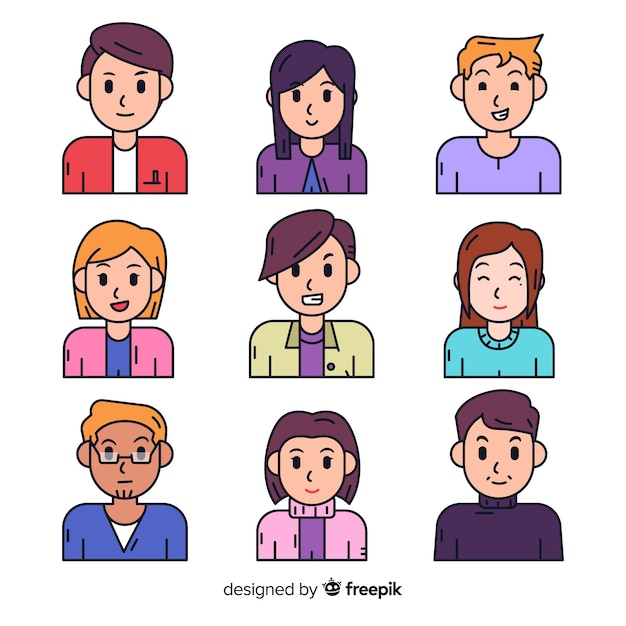 Free vector hand drawn people avatar collection