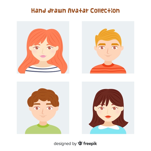 Hand drawn people avatar collection