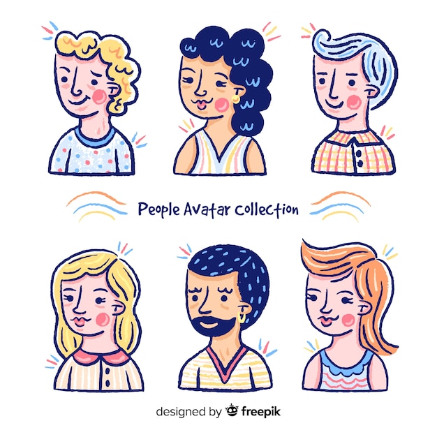 Free vector hand drawn people avatar collection