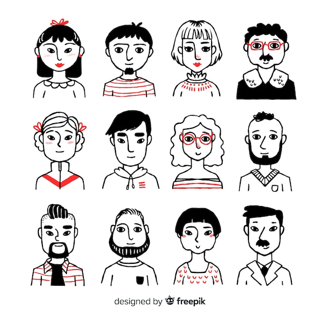 Free vector hand drawn people avatar collection