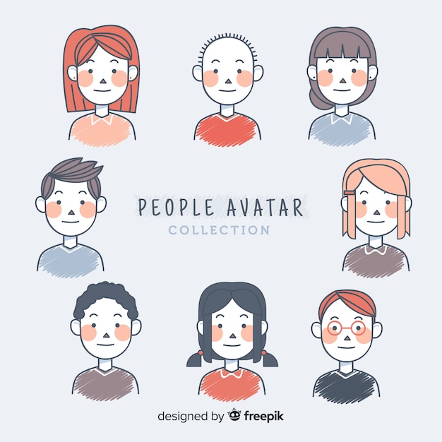 Hand drawn people avatar collection