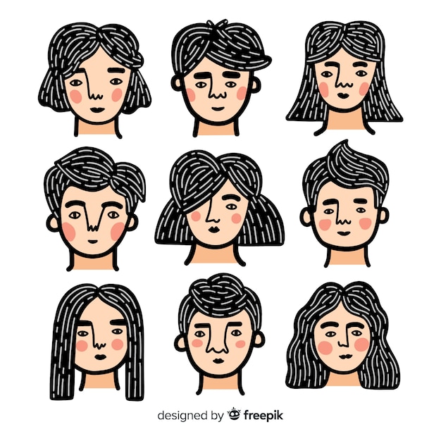 Free vector hand drawn people avatar collection