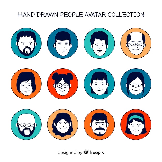 Hand drawn people avatar collection