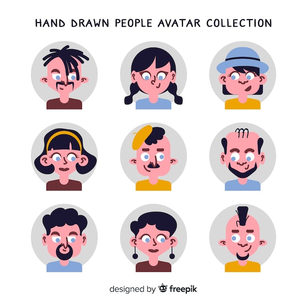 Collezione di avatar di persone disegnate a mano