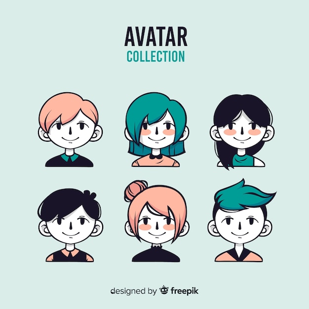 Hand drawn people avatar collection