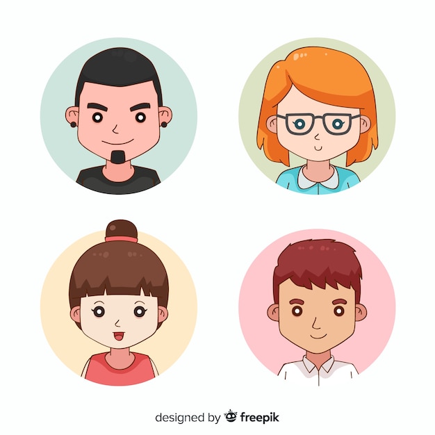 Hand drawn people avatar collection