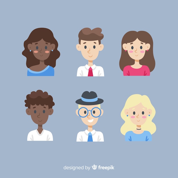 Free vector hand drawn people avatar collection