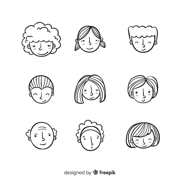 Hand drawn people avatar collection