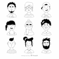 Free vector hand drawn people avatar collection