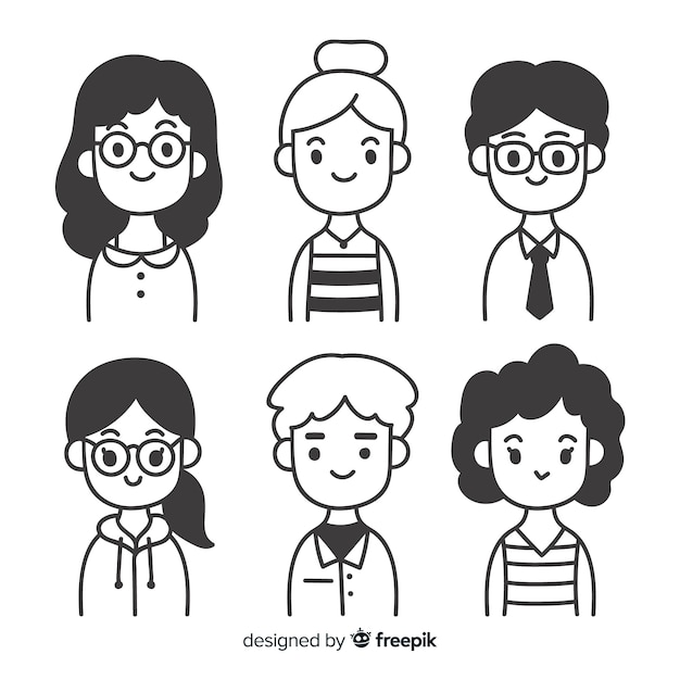 Free vector hand drawn people avatar collection