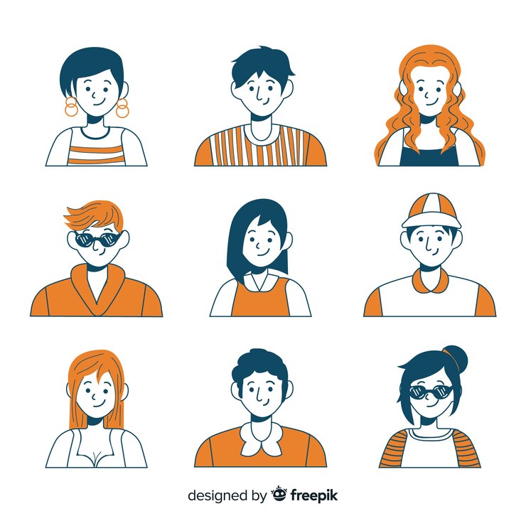 무료 Vector 손으로 그린 사람들의 아바타 컬렉션