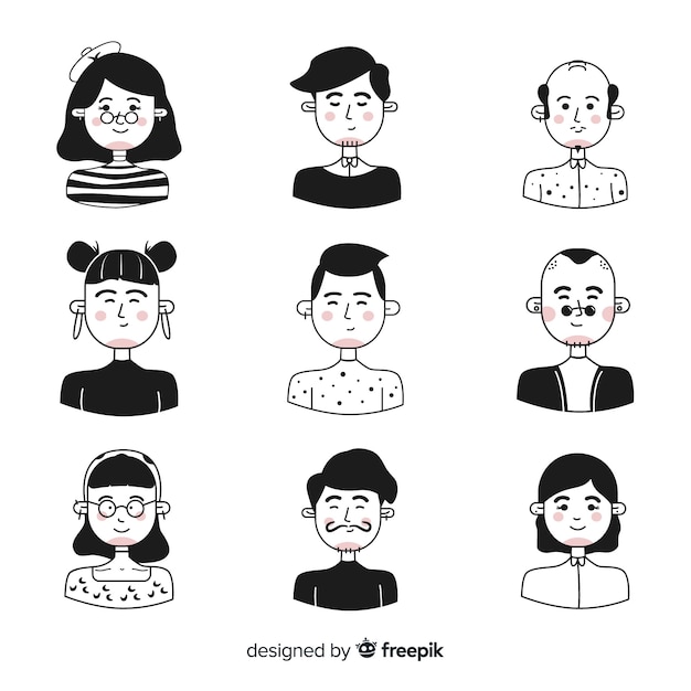 Free vector hand drawn people avatar collection