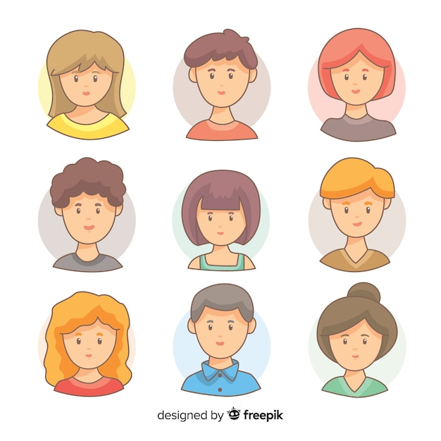 hand drawn people avatar collection