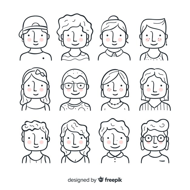 Hand drawn people avatar collection