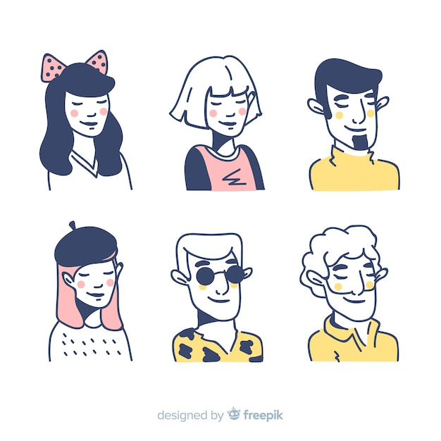 Free vector hand drawn people avatar collection