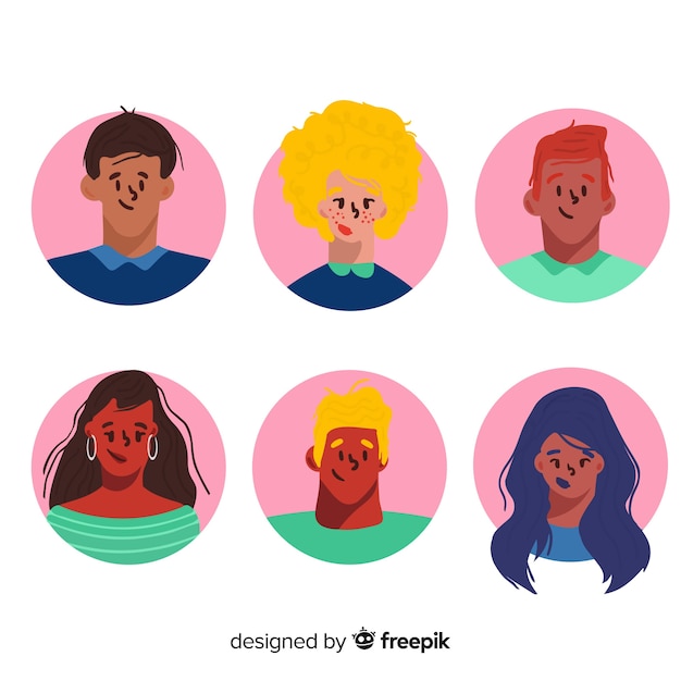 Hand drawn people avatar collection