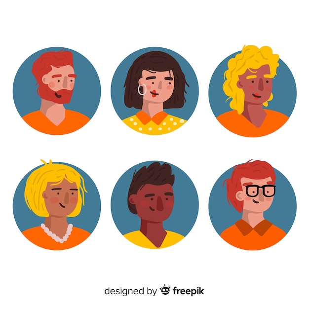 Vettore gratuito collezione di avatar di persone disegnate a mano