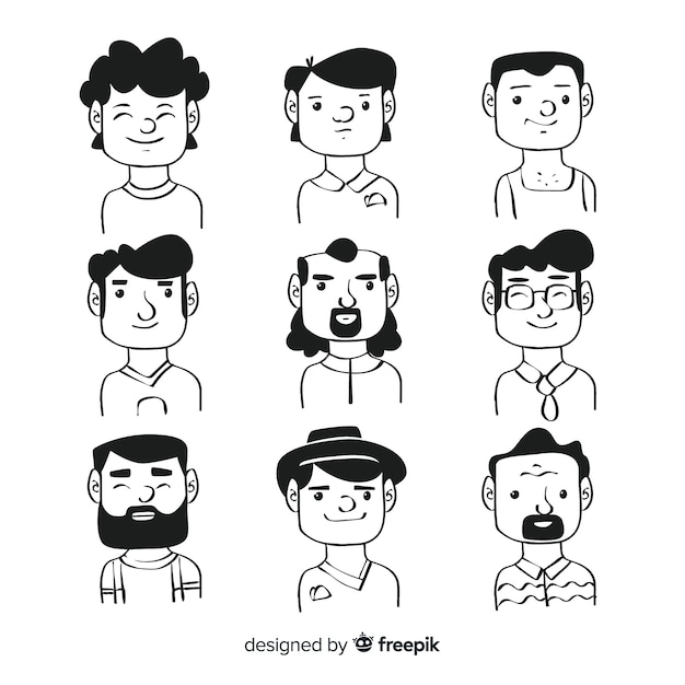 Бесплатное векторное изображение Коллекция рисованной людей аватара
