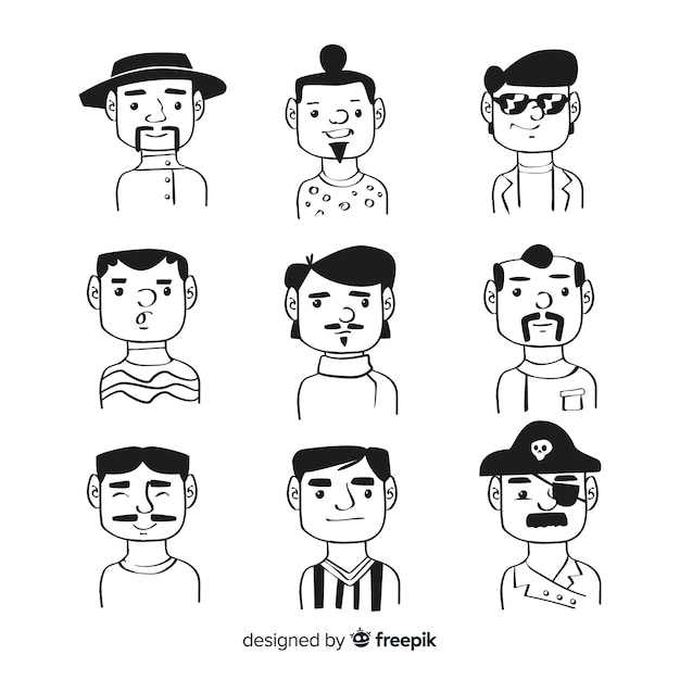 Free vector hand drawn people avatar collection