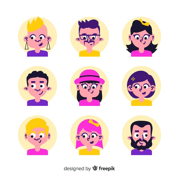 Free vector hand drawn people avatar collection