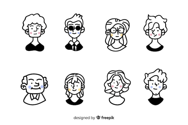 Collezione di avatar di persone disegnate a mano