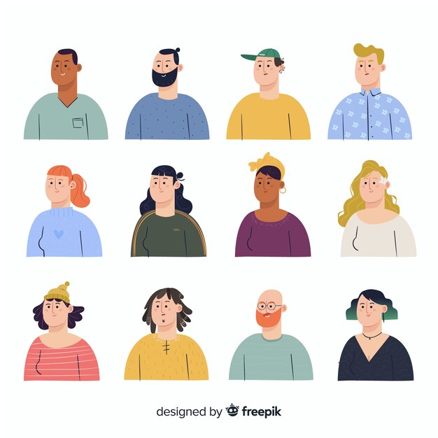 Коллекция рисованной людей аватара