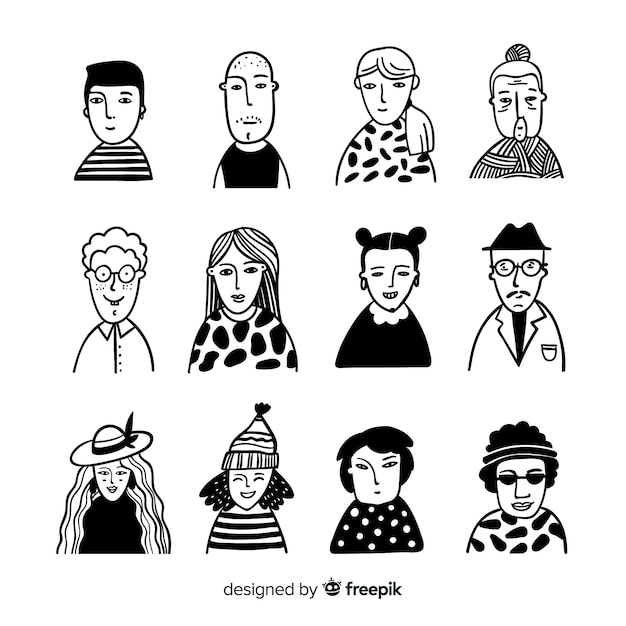 Free vector hand drawn people avatar collection