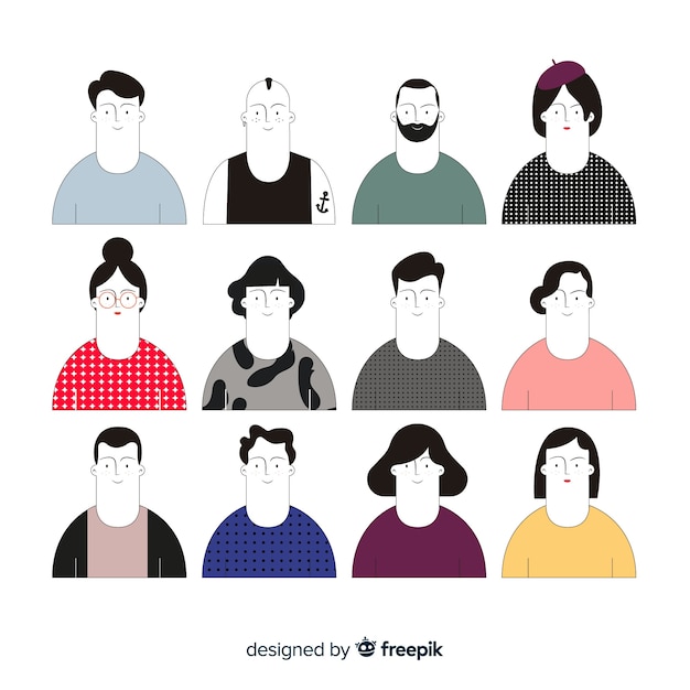 Free vector hand drawn people avatar collection