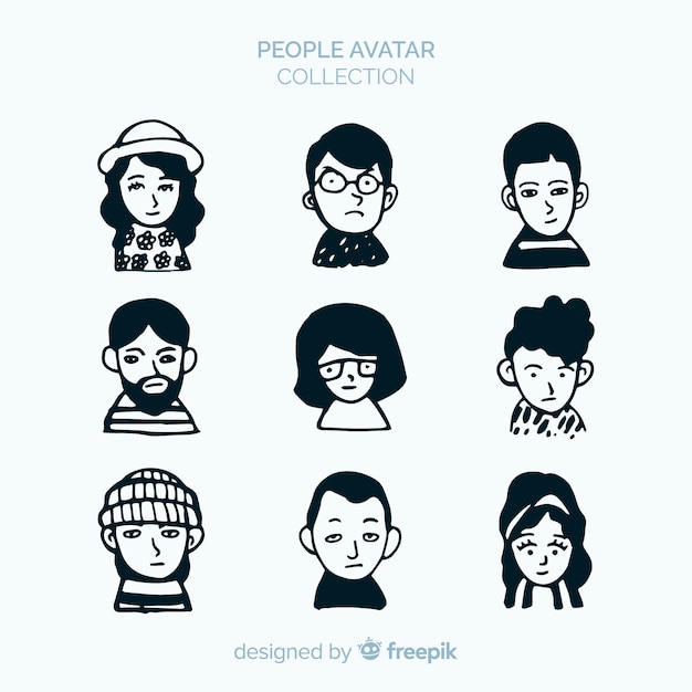 Pacchetto avatar persone disegnate a mano