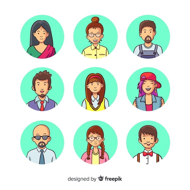 Free vector hand drawn people avatar pack