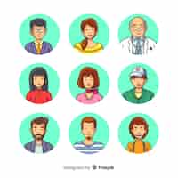 Free vector hand drawn people avatar pack