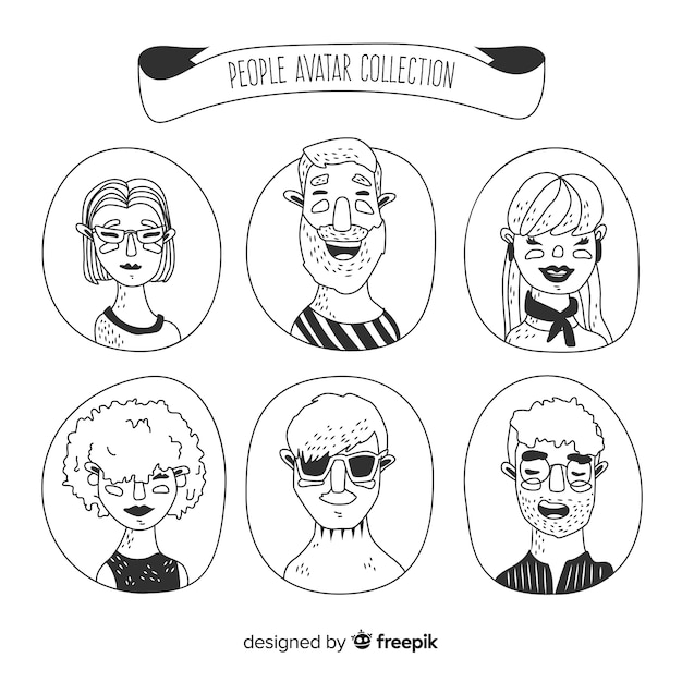 Free vector hand drawn people avatar pack