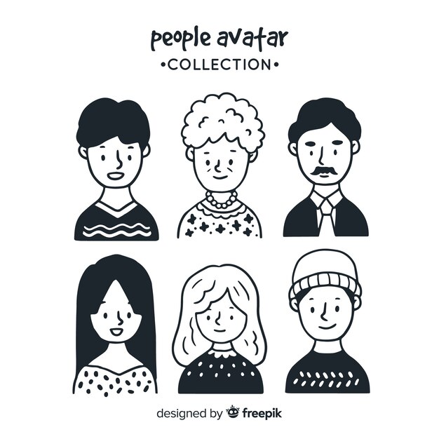 hand drawn people avatar pack