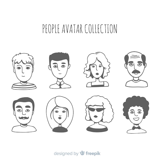 Hand drawn people avatar pack