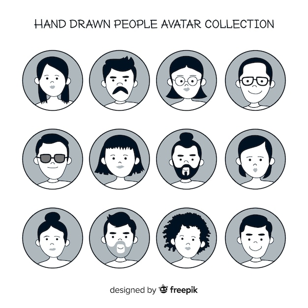 Hand drawn people avatar pack