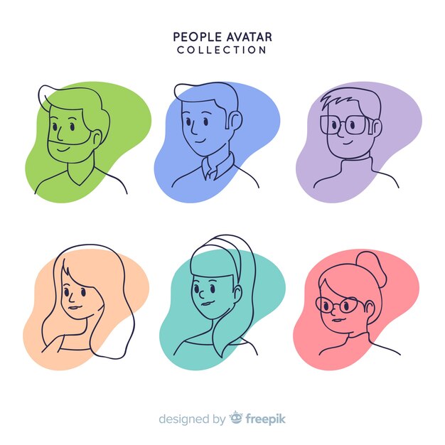 Hand drawn people avatar pack