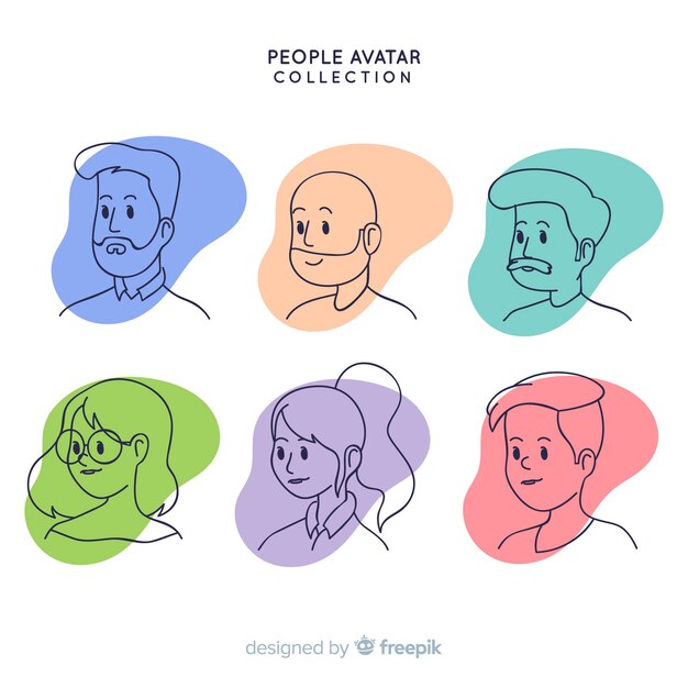 Hand drawn people avatar pack