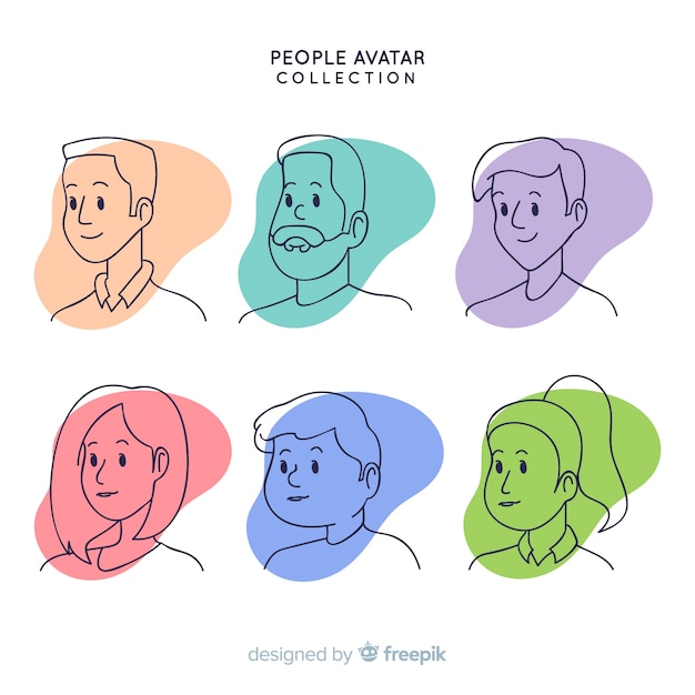 Hand drawn people avatar pack