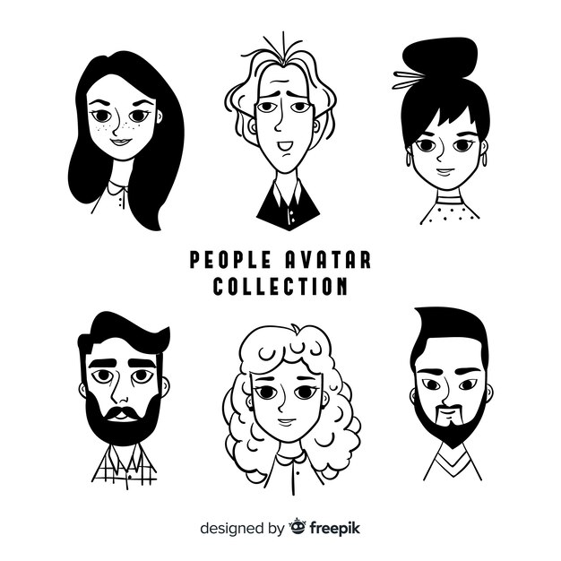 Hand drawn people avatar pack