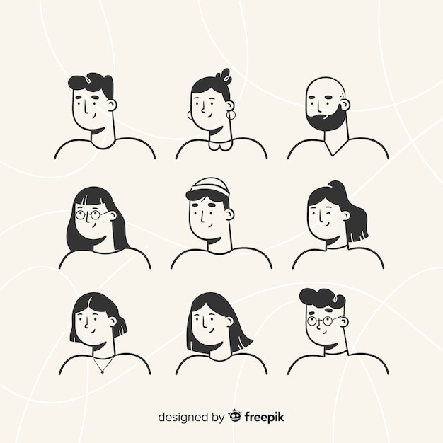 Free vector hand drawn people avatar pack