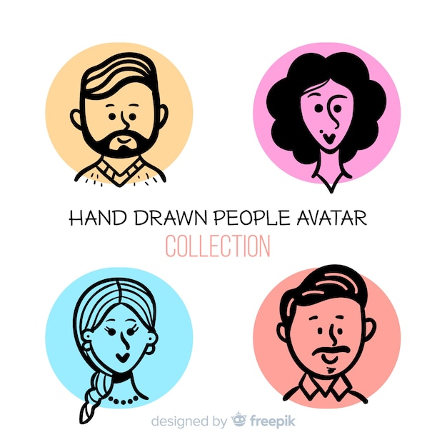 Set di avatar di persone disegnate a mano