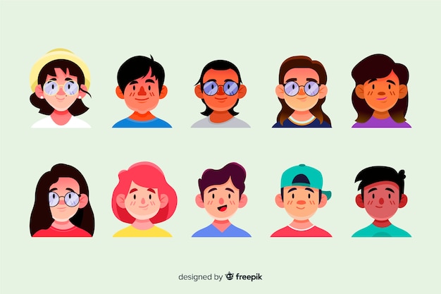 Hand drawn people avatar set