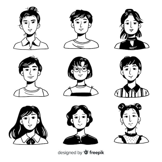 Free vector hand drawn people avatar stack