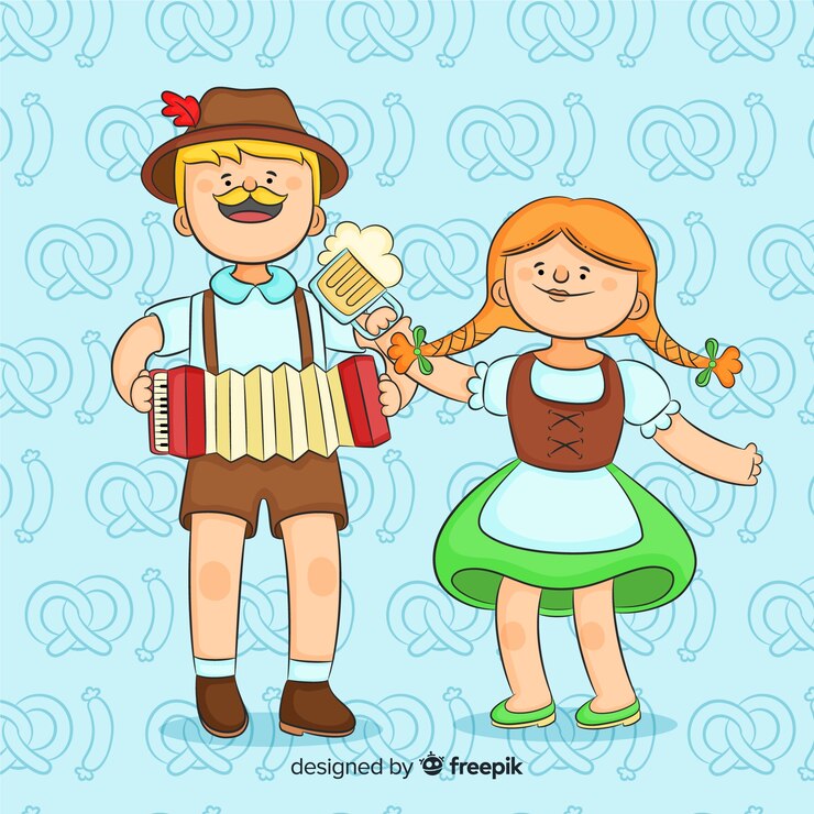 Free Vector hand drawn people celebrating oktoberfest