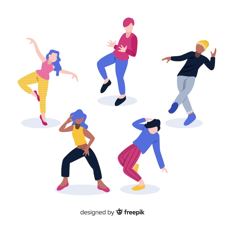 無料Vector 手描きの背景を踊る人々