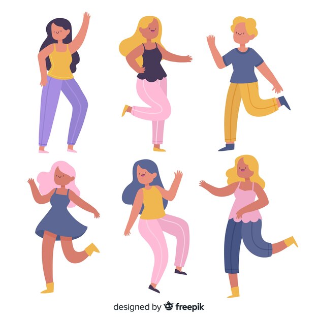 Hand drawn people dancing collection