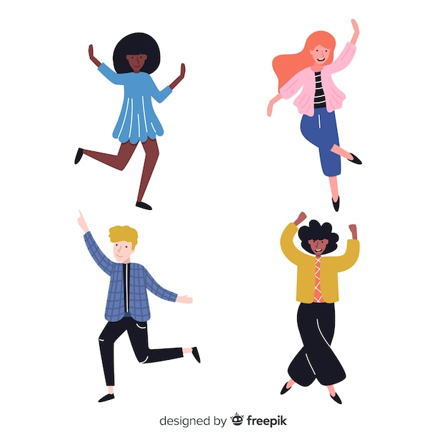 Бесплатное векторное изображение Ручной обращается люди танцуют пакет