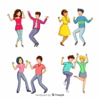 Free vector hand drawn people dancing pack