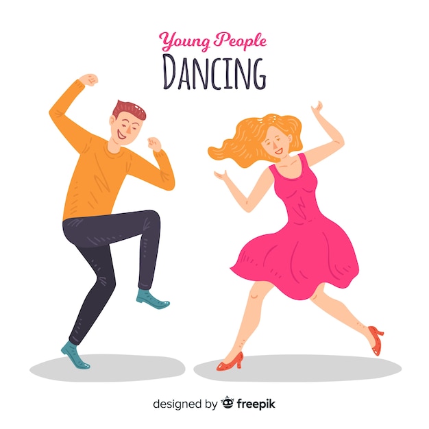 Free vector hand drawn people dancing set